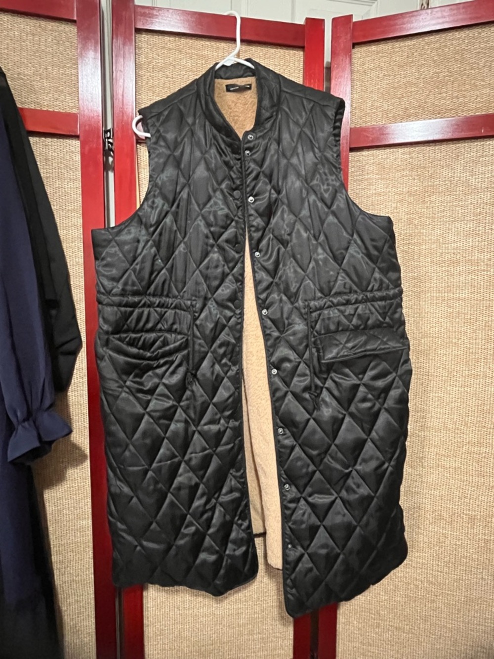 SHEIN Black Quilted Long Puffer Vest